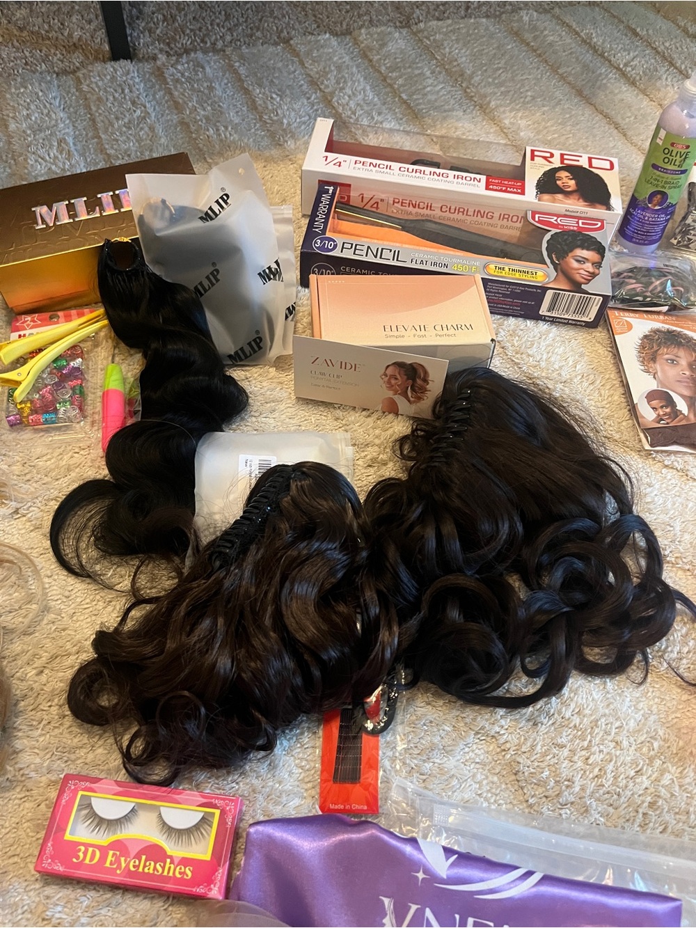 NWT Huge Assorted Hair Extensions & Wigs & Accessories both Human and Synthetic - Picture 11 of 13